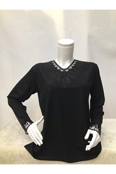 Nacar Anne Yaka Süslü Bluz Penye( Yaka Deseni Farklılık Gösterebilir )
