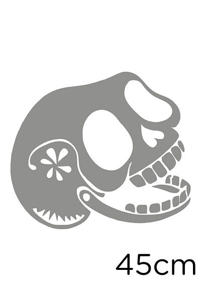 New Jargon 45cm Gray Skull Sticker - Smiley Flower Pattern