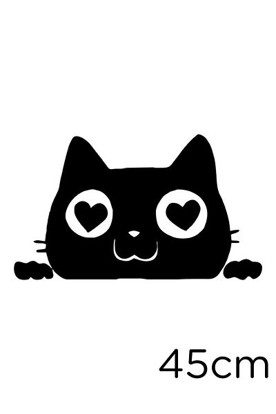 New Jargon Autocolant pentru mașină Cat Peeking Love Hearts 45cm - Negru
