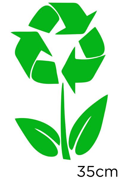 New Jargon Recycle Icon And Flower Sticker Paste 35cm - Green
