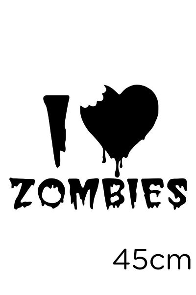 New Jargon Autocolant Text I Love Zombies Lipire 45cm - Negru