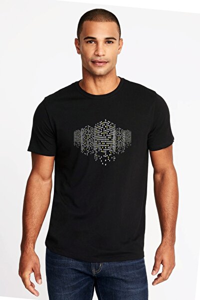 QIVI Dot Building Štampano Crna muška Pleteno majica T-shirt majica