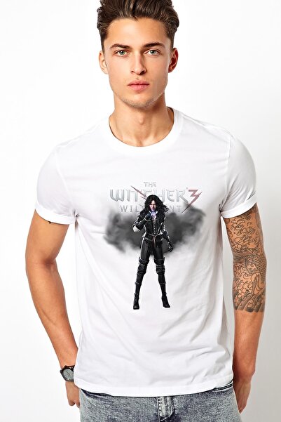 QIVI Tricou tricotat pentru bărbați alb cu imprimeu The Witcher Phone. Tricou...