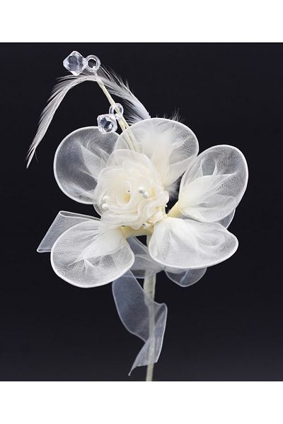 Lora Wedding Κιτ λουλουδιών 22cm Κρεμ Χρώμα Σιφόν Ύφασμα 12 Τμ