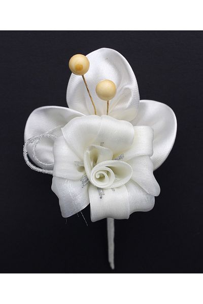 Lora Wedding Κιτ λουλουδιών από ύφασμα σατέν 14cm Κρεμ Χρώμα 12 Τμ