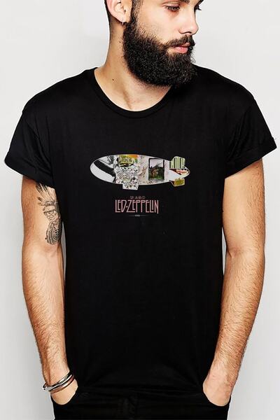 QIVI Led Zeppelin 1968 Štampano Crna muška Pleteno majica T-shirt T-shirt
