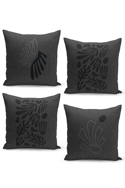 Filamente Set de 4 huse de pernă cu model Matisse pe fundal din tweed