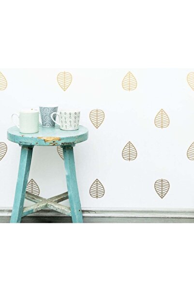 Sticker Sepetim ملصق حائط لغرفة الأطفال نمط أوراق الذهب 8x6 سم 50 قطعة