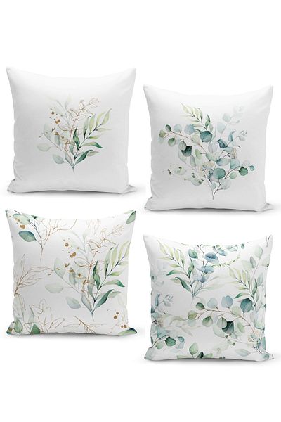 Filamente Set of 4 Throw Pillow Cases Floral Pattern