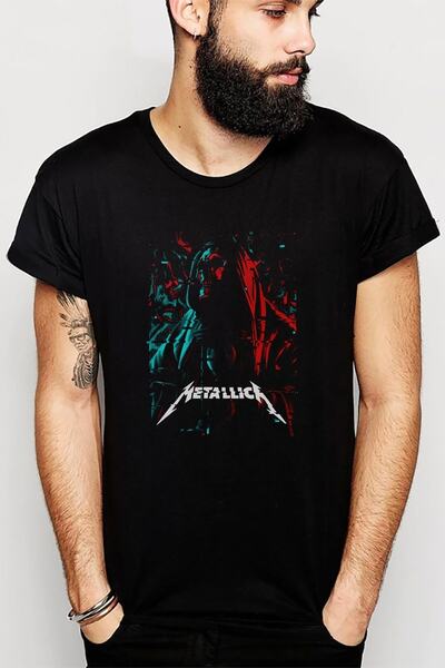 QIVI Metallica Kohl Center USA Rock Metal Štampano Crna muška Pleteno majica