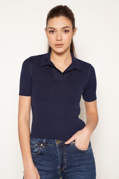 Trist Star Bluză tricotată tricotată cu mânecă scurtă, 100% bumbac organic, cu nervuri