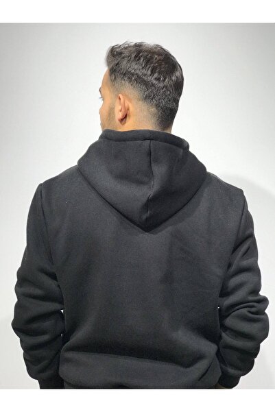 MRT WEAR Erkek Siyah Kapüşonlu Sweatshirt