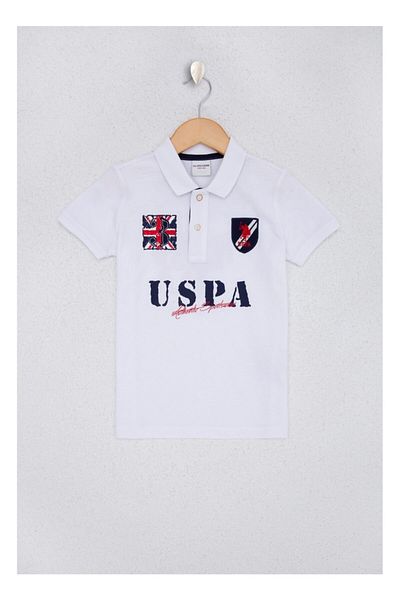 U.S. Polo Assn. Μπλουζάκι για αγόρι λευκό πόλο με λαιμόκοψη