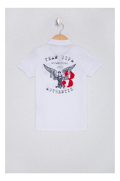 U.S. Polo Assn. Μπλουζάκι για αγόρι λευκό πόλο με λαιμόκοψη