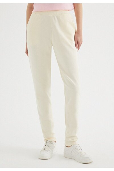 WESTMARK LONDON Women's Ecru Regular Fit Sweatpants Enjoy Cuffed