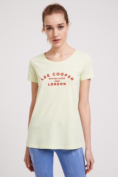 Lee Cooper Women's London O Neck T-Shirt Lime 202 LCF242015