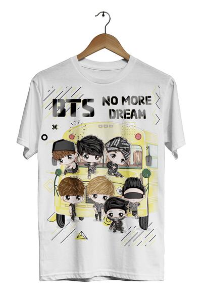 ACR Giyim Bts Group -no More Dream- Tricou alb unisex cu imprimeu digital