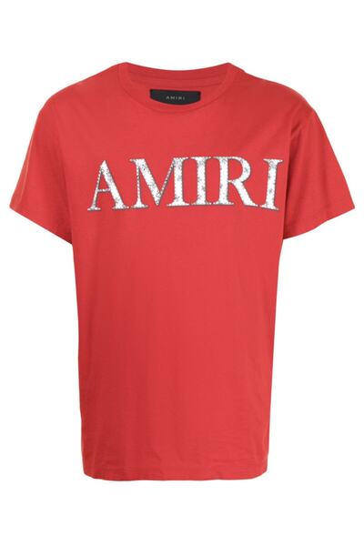 Amiri Мъжка тениска с червен бандана принт и редовна кройка