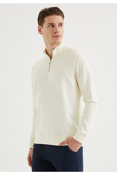 WESTMARK LONDON Мъжки суитшърт с цип в екрю цвят