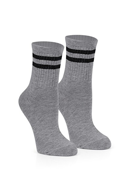 Ozzy Socks Kadın 12' Li Karışık Renkli Çizgili Tenis Çorabı