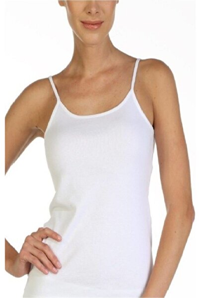 GÜMÜŞ Γυναικείο λευκό χτενισμένο βαμβακερό λουράκι με ίσιο περίγραμμα 3 τεμαχ...