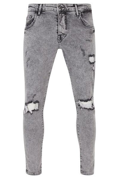 2Y Herren Destroyed Skinny Cropped Denim