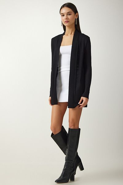 Happiness İstanbul Dámská černá oversize pletená bunda Cardigan UB00209