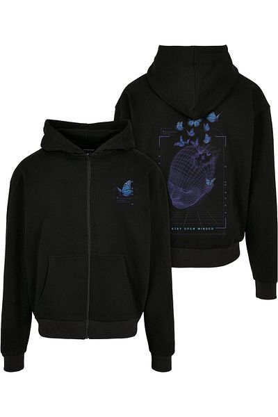 Mister Tee Herren Grid Head Butterfly Oversize Zip Hoody