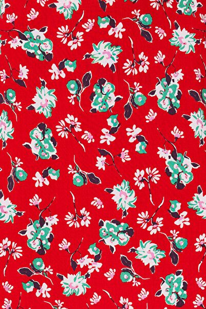 Trendyol Collection Red Floral Patterned Viscose Fabric Midi Woven Skirt TWOSS23ET00295