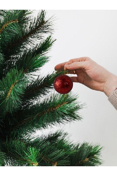 decolife CHRISTMAS PINE TREE ORNAMENT, CHRISTMAS ORNAMENT, 3 CM 6-PIECE RED BALL