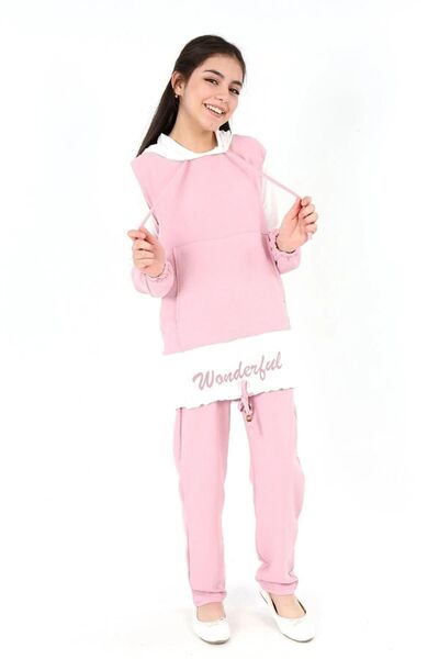 Wild Flower Set de tunică pentru fete Airobin, cu glugă, buzunar cangur, cu m...