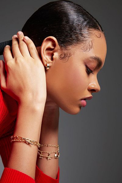 DeFacto Women's 3-Piece Gold Hoop Earrings B7664axns