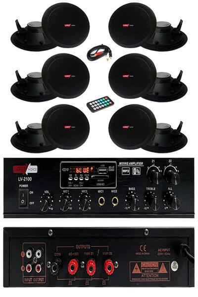Lastvoice Black Small-6 Tavan Hoparlör ve Anfi Ses Sistemi Paketi