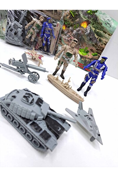 ALYTOYS Oyuncak Asker Seti Asker Oyuncakları 1 tank 2 asker gemi uçak top jet...