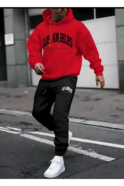 mercoledi Printed Bottom Top Hooded Tracksuit Set