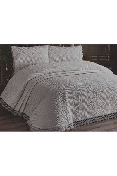 enti ev tekstili Ziganahome Ultrasonic Double Bedspread - Jasmin Lace, Quilted White & 191223 #