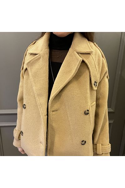 Robin CAMEL BUTTONED - ΠΑΝΙΣΤΙΚΟ ΠΑΝΙΣΤΙΚΟ ΜΕ ΛΕΠΤΟΜΕΡΗ ΜΑΝΙΚΙΑ