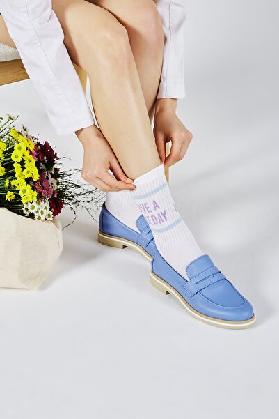 Valmenti Γυναικεία Loafers από γνήσιο δέρμα Cielo γαλάζιο