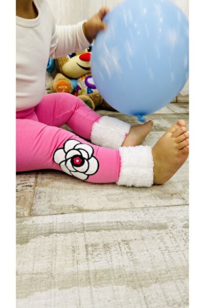 TD Collection Pink Combed Cotton Leggings Leg Fluffy Rose Embroidered Girl's ...