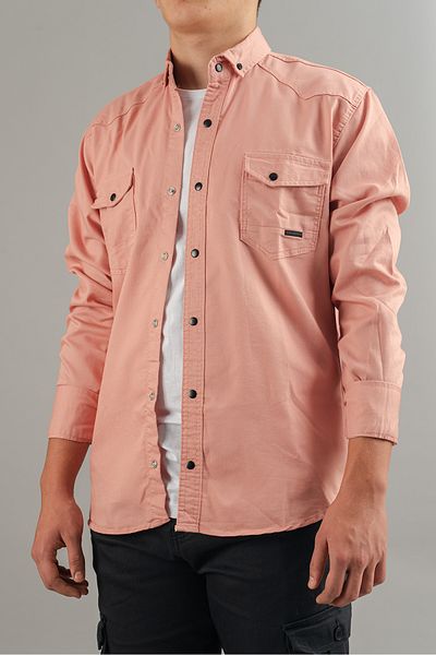 bombe Slim Fit Ανδρικό πουκάμισο τζιν σε πούδρα