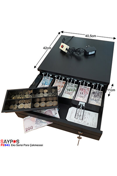 SAYPOS Slip Gözlü Kolay Açma Butonlu Yazarkasa Para Çekmecesi 5 Banknot Bölmeli 40,5x42x11cm