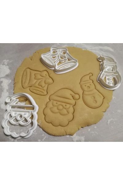Anatolyizm New Year's Christmas Snowman Santa Claus and New Year's Bell Dough Molds 3 Pieces