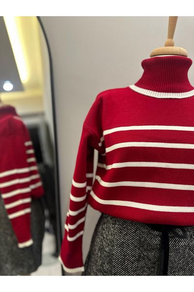 BERNEO Pulover tricot roșu cu tematică de Anul Nou Regular Fit