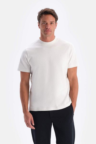 Dagi White Silk Finish Interlock Crew Neck T-Shirt