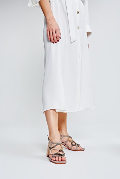 LAZAMANİ Valmenti Maura Women's Beige Leather Sandals