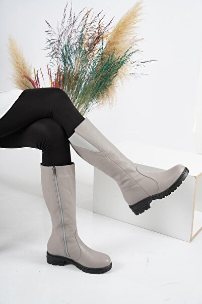 Osso Hakiki Deri Kadın Düz Çizme