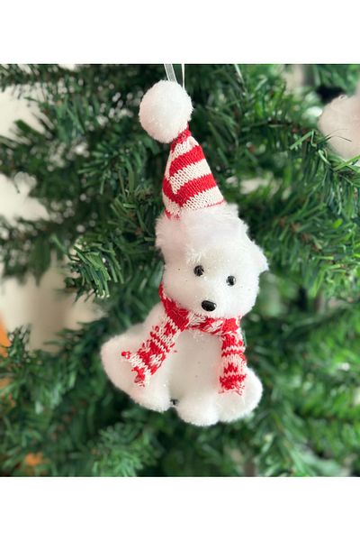 QUEEN AKSESUAR Imported luxury Christmas collectable mesh cap with scarf decorated feathered polar bear tree tree red