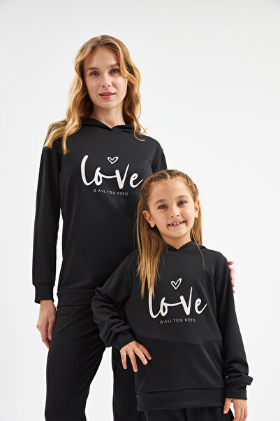 LILIAN Love Me Μαύρη αθλητική φόρμα Mother Daughter Σετ πιτζάμες. Πωλούνται χωριστά Τιμές διαφορετικές