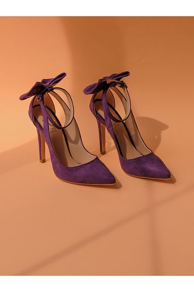 AYAKKABI PRENSİ Wizard Bow Tie Detailed PURPLE SUEDE