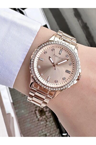 Ferrucci ساعة يد نسائية بسلك معدني